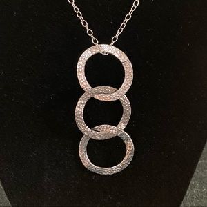 TOCARA. SANDRA DEE. Hammered stainless steel Multi positional necklace 38” + 2”
